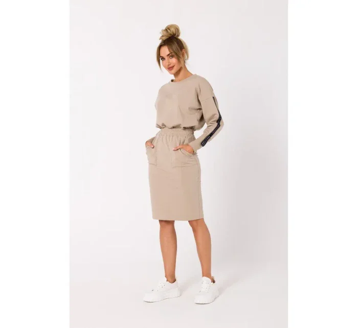 M728 Priliehavá sukňa s vreckami - béžová M728 Priliehavá sukňa s vreckami - béžová