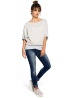 B048 Blúzka nadmernej veľkosti so zavinovacími detailmi - púdrová