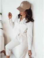 Dámske pruhované tričko GIRSA ecru FashionStreet DY0403