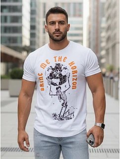 Pánske biele tričko s potlačou FashionStreet RX5619