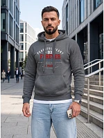 Pánska mikina s kapucňou a vreckom na hrudi s potlačou, tmavošedá, FashionStreet NX5150BX