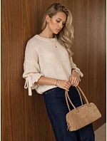 Sweter damski oversize ecru FashionStreet MY2568 Sweter damski oversize ecru FashionStreet MY2568