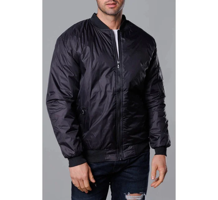 Černá pánská bunda typu "bomber" s podšívkou model 18344989 - J.STYLE Černá pánská bunda typu "bomber" s podšívkou model 18344989 - J.STYLE