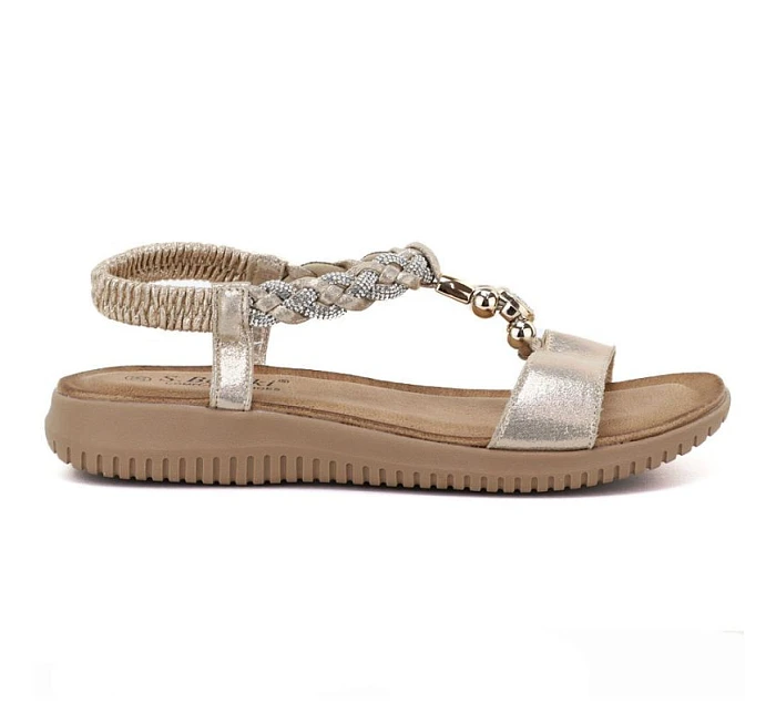 Dámské zlaté elastické sandály model 22117591 - S.Barski