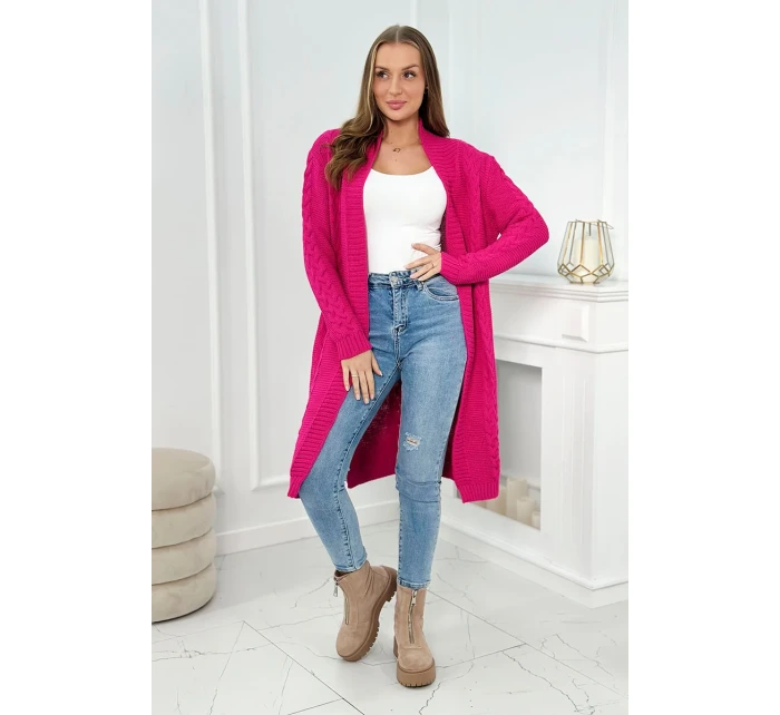 Sveter Cardigan kockovaný kockovaný fuchsiový