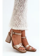 Skórzane Sandały Na Słupku Maciejka 06029-25 Złote