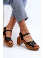 Dámske sandále na vysokom podpätku z ekokože, čierne Assames