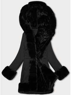 Čierna dámska bunda s kožušinovou podšívkou J Style (11Z8089)
