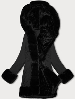 Čierna dámska bunda s kožušinovou podšívkou J Style (11Z8089)