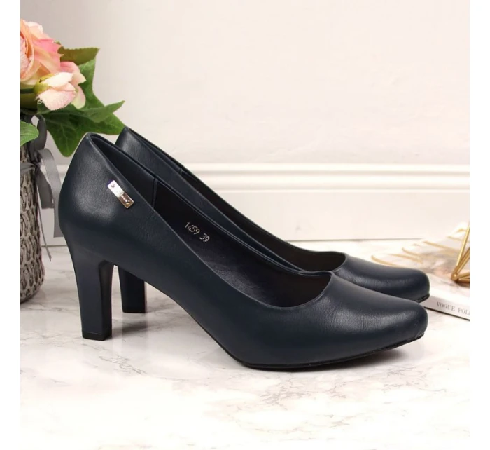 Sergio Leone tmavomodré lodičky na podpätku