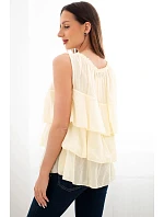 Dámská bavlněná halenka model 22148002 střihu s volány bez rukávů žlutá - K-Fashion