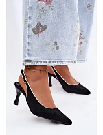 Dámské sandály na podpatku s lemovkou Černé model 22111356 - Boto