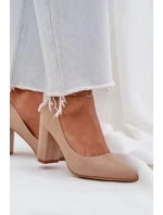 Dámske semišové lodičky na podpätku Florena - tmavobéžové Dámske semišové lodičky na podpätku Florena - tmavobéžové