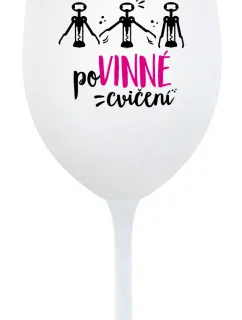 POVINNÉ CVIČENÍ - bílá  sklenice na víno 350 ml