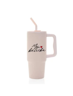 MOJE KÁVIČKA - růžový cestovní termohrnek 900 ml