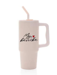 MOJE KÁVIČKA - růžový cestovní termohrnek 900 ml