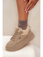 Dámské zateplené sportovní boty na platformě model 21817728 Béžová - Big Star Dámské zateplené sportovní boty na platformě model 21817728 Béžová - Big Star