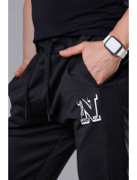 Černé pánské teplákové kalhoty s potiskem (8K178-3)