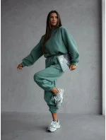 Zelený dámský bavlněný teplákový komplet s krátkou mikinou model 20905689 - Moon