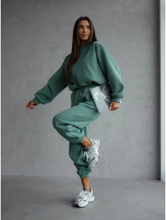 Zelený dámský bavlněný teplákový komplet s krátkou mikinou model 20905689 - Moon