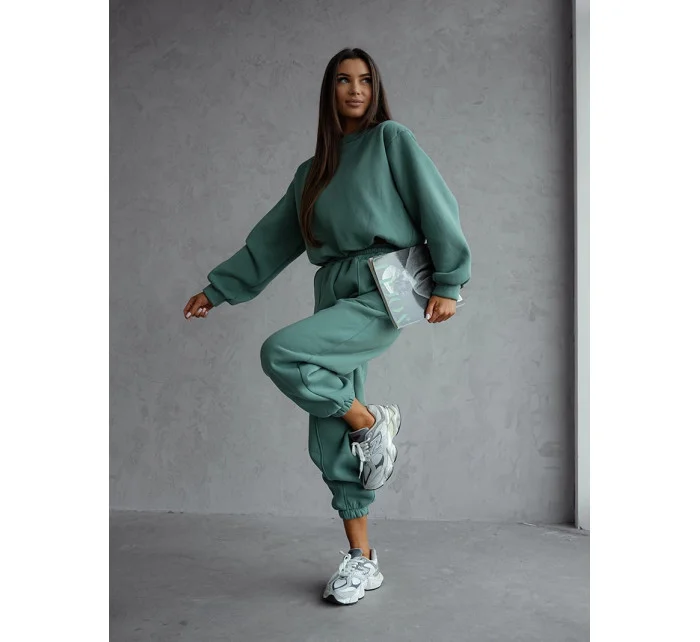 Zelený dámský bavlněný teplákový komplet s krátkou mikinou model 20905689 - Moon