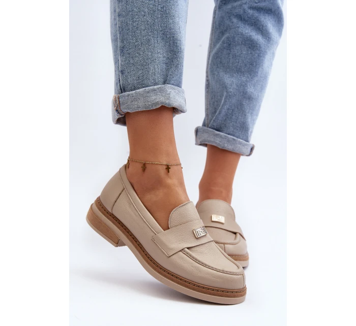 model 21648148 Dámské kožené mokasíny béžové - Zazoo