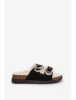 Dámské Pantofle S Přezkami A Kožíškem Černé model 21670217 - Boto