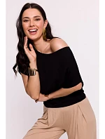 B287 Viskózový top bez ramienok - čierny