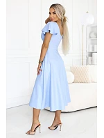 675-1 Midi šaty Blinky s obálkovým výstrihom a brokátovým leskom - modré