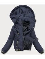 Tmavomodrá dámska bunda typu "bomber" (B8098-3)