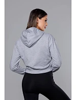 Světle šedá krátká tepláková mikina s kapucí model 18378828 - J.STYLE Světle šedá krátká tepláková mikina s kapucí model 18378828 - J.STYLE
