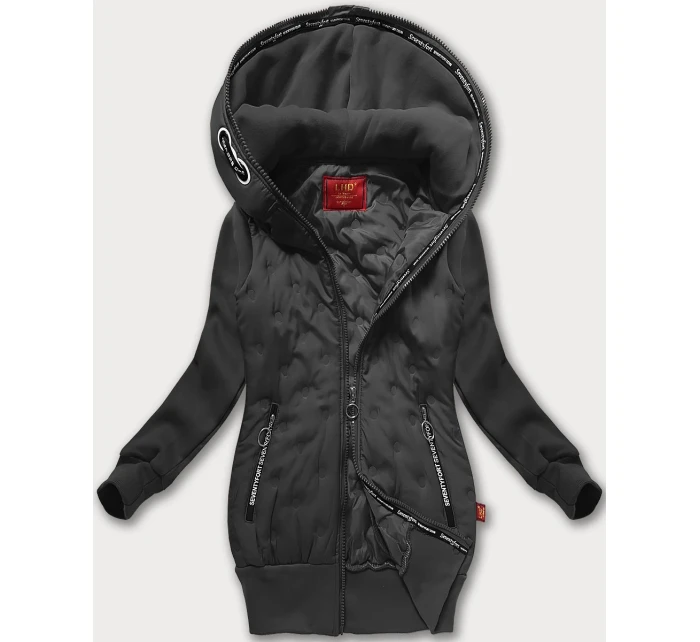 Dámska bunda s kapucňou v grafitovej farbe LHD (AMG-162A)