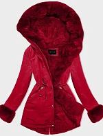 Krátka zimná bunda s kožušinou červená (16M9062-270)
