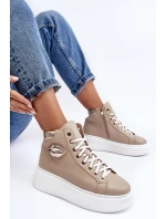 Trampki Damskie Wysokie Na Suwak Lemar Beżowe Katerin Trampki Damskie Wysokie Na Suwak Lemar Beżowe Katerin