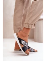 Pohodlné dámské pantofle s přezkou model 21667986 černé - Inblu