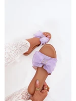 Dámské Pantofle Na Plochém Podpatku S Mašlí Fialové model 21703812 - Boto Dámské Pantofle Na Plochém Podpatku S Mašlí Fialové model 21703812 - Boto