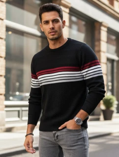 Pánský pruhovaný svetr černý model 21994022 - Dstreet
