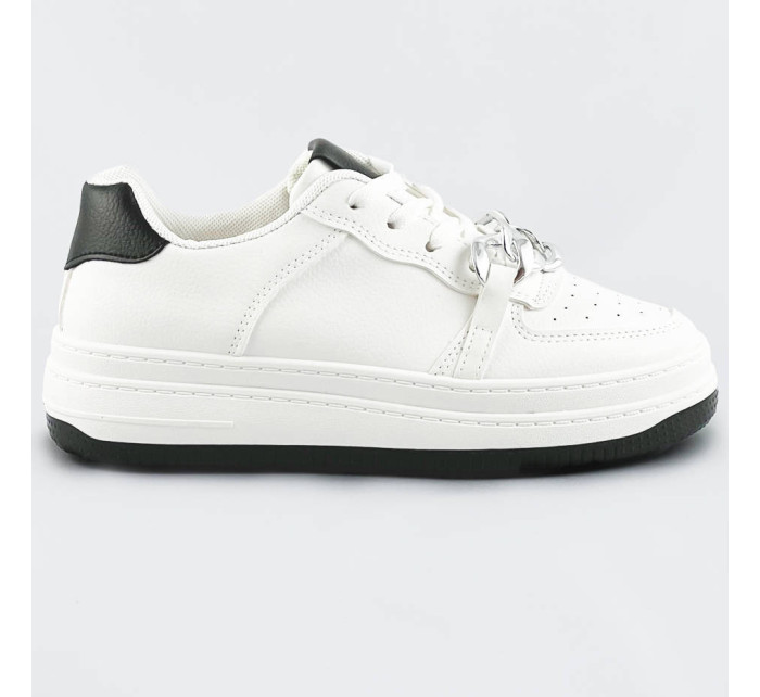 Bielo-čierne dámske športové topánky s retiazkou (B-545)