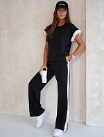 Športová súprava s kontrastnými vložkami čierna (VE99)