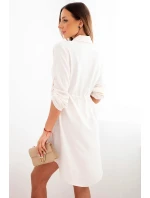 Šaty se zapínáním na knoflíky a zavazováním v pase fialka