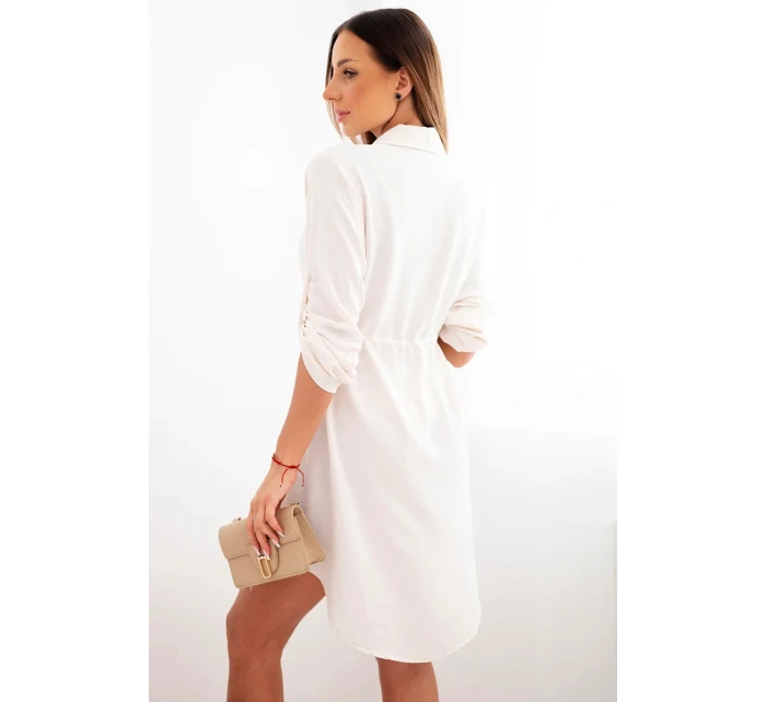 Šaty se zapínáním na knoflíky a zavazováním v pase fialka