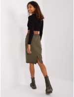 Khaki základná mikinová sukňa s vreckami Ava