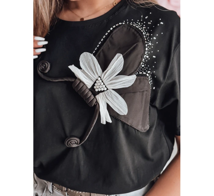 Dámské tričko oversize s 3D efektem černé Dstreet model 21983074 - FashionStreet