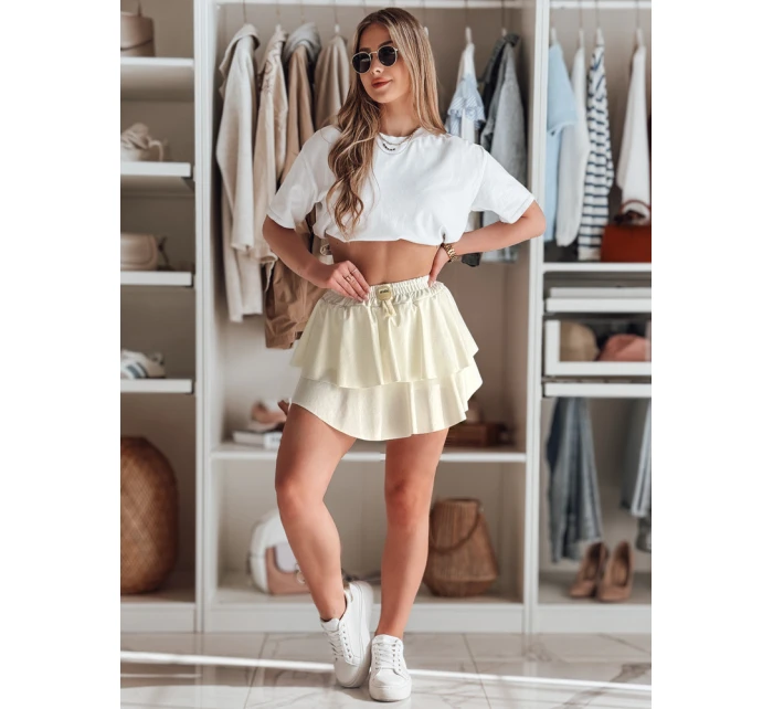 Mini sukňa s volánom FALBELA ecru FashionStreet CY0493