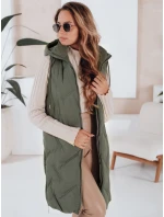 Dámská dlouhá prošívaná vesta s kapucí zelená Dstreet model 21991324 - FashionStreet