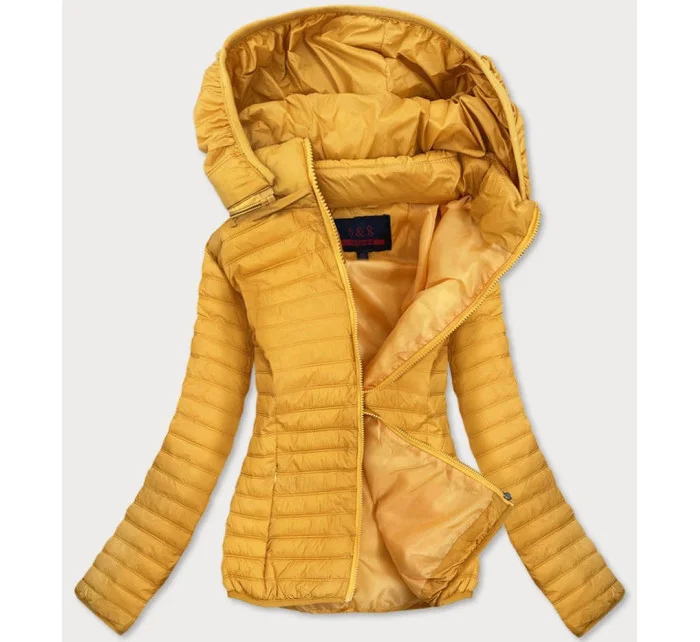 Tenká žltá dámska prešívaná bunda (B11-1)