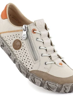 Béžová kožená prolamovaná dámská polobotka model 21960270 - Rieker