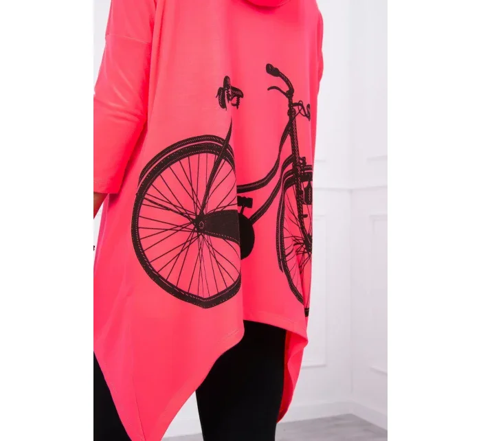 Mikina s potiskem kola růžová neonová Mikina s potiskem kola růžová neonová