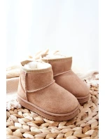 Dětské Teplé Sněhule Semišové béžové model 21598049 - Boto Dětské Teplé Sněhule Semišové béžové model 21598049 - Boto