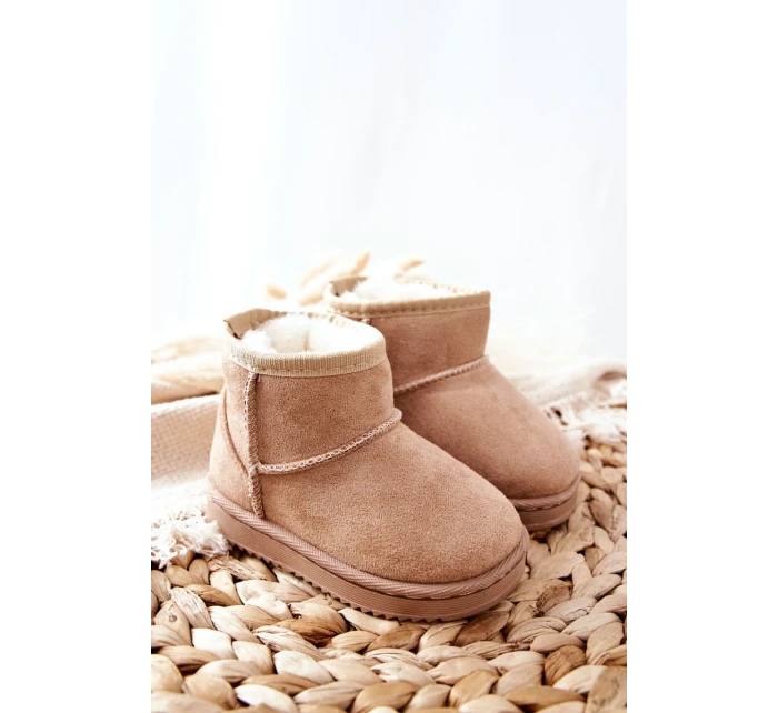 Dětské Teplé Sněhule Semišové béžové model 21598049 - Boto Dětské Teplé Sněhule Semišové béžové model 21598049 - Boto